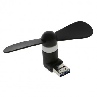 Příslušenství pro mobily - 2v1 USB větráček konektor USB a USB micro