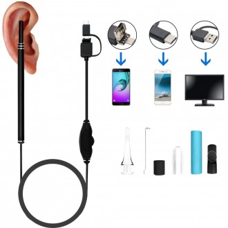 Endoskop, mikroskop, lupa - Multifunkční USB endoskop otoskop na čištění uší s LED