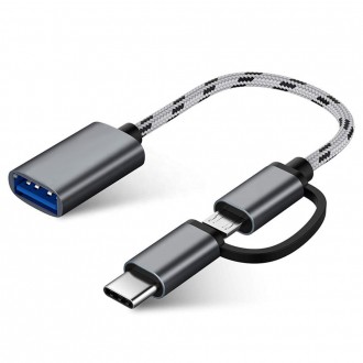 Příslušenství pro počítače - 2v1 OTG kabel USB 3.0 na USB-C a Micro USB