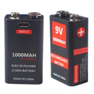 Ostatní zboží - dobíjecí baterie 9V 1000 mAh USB