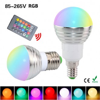 LED osvětlení - 3W E14 RGB LED Žárovka 16 Barev - Dálkové ovládání