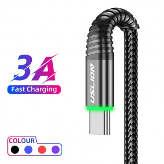 Příslušenství pro mobily - Kabel oplétaný nylon USB-C s LED