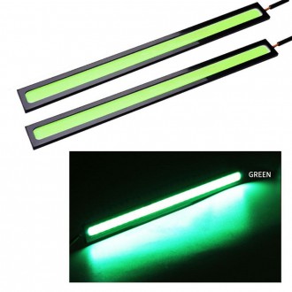 LED osvětlení - 2x COB LED pásek do auta 12V 6W zelená