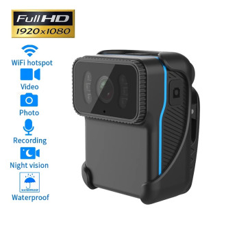 Zabezpečovací systém - Policejní mini tělová kamera CS02 WiFi vodotěsná noční vidění