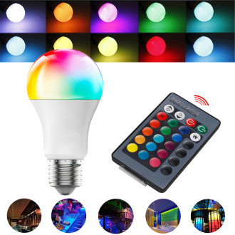 LED osvětlení - 10W E27 RGB LED žárovka dálkové ovládání