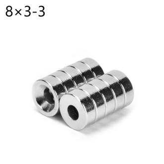 Neodymový magnet - 10 kusů neodymový magnet mezikruží 8 x 3 mm s dírou 3 mm