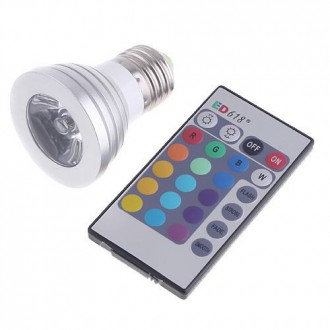 LED osvětlení - 3W E27 RGB LED Žárovka 16 Barev - Dálkové ovládání