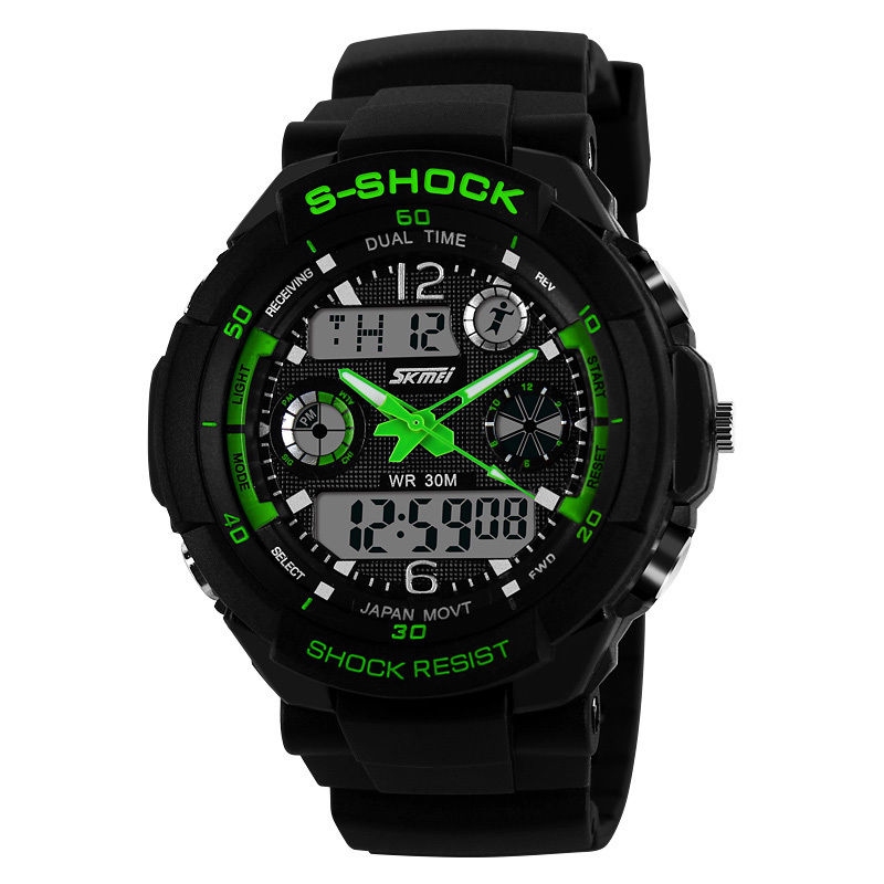 Sportovní digitální hodinky Skmei zelené + dárek Mini stylus pro kapacitní displeje zdarma