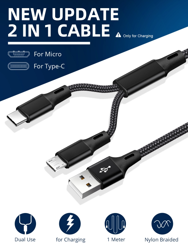 2v1 nylonový kabel USB micro USB C + dárek Stylus pro kapacitní displeje zdarma