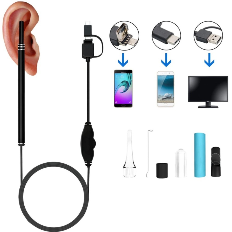 Multifunkční USB endoskop otoskop na čištění uší s LED + dárek Stylus pro kapacitní displeje zdarma