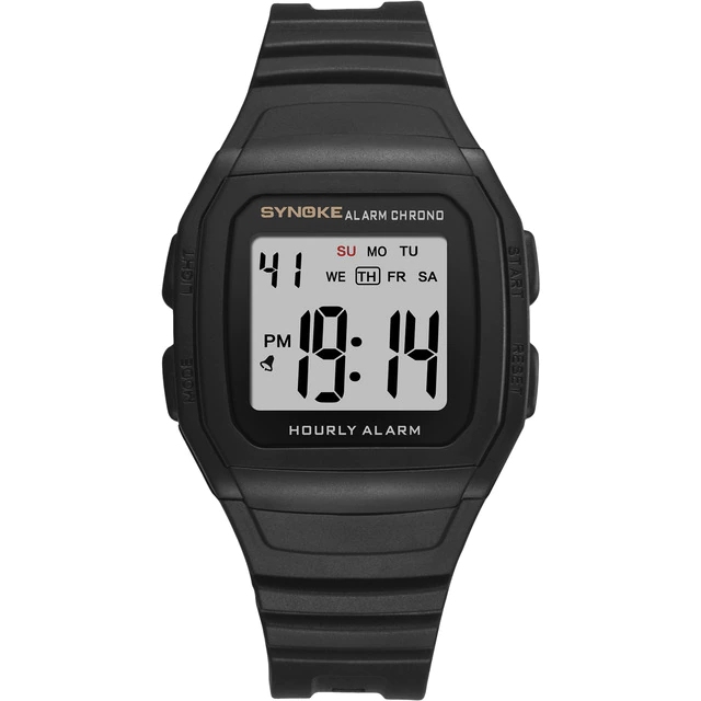 Digitální hodinky Synoke, šest barev podsvícení černé + dárek Stylus pro kapacitní displeje zdarma