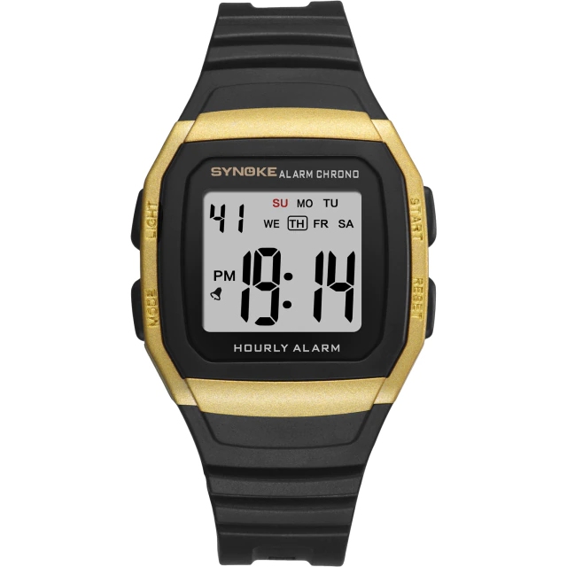 Digitální hodinky Synoke, šest barev podsvícení zlaté + dárek Stylus pro kapacitní displeje zdarma