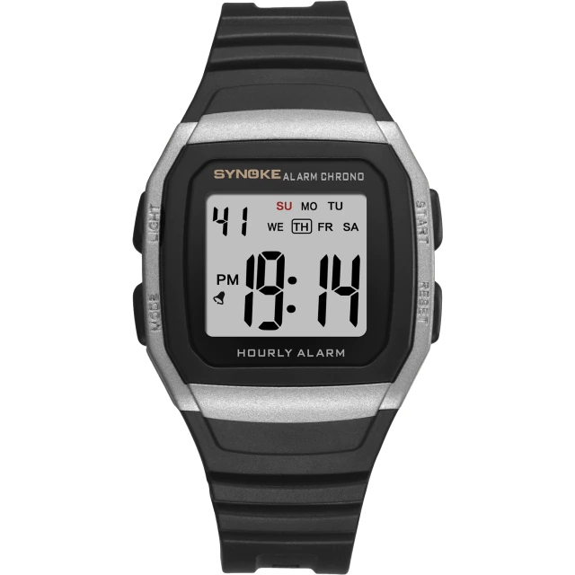 Digitální hodinky Synoke, šest barev podsvícení stříbrné + dárek Mini stylus pro kapacitní displeje zdarma