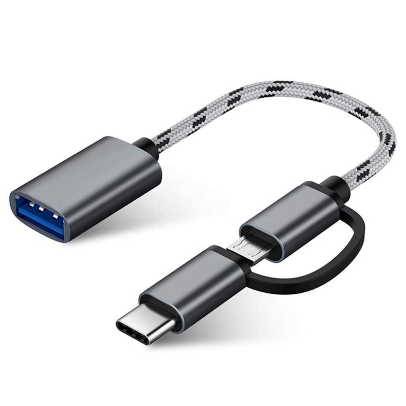 2v1 OTG kabel USB 3.0 na USB-C a Micro USB + dárek Stylus pro kapacitní displeje zdarma