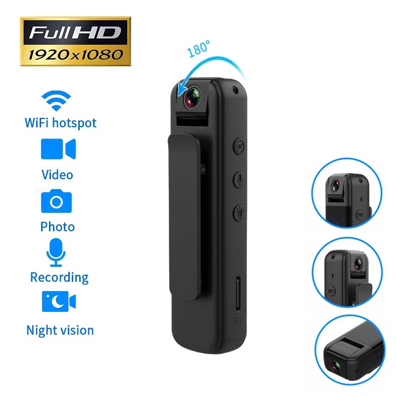Policejní mini tělová kamera HD 1080P otočná WIFI + dárek Stylus pro kapacitní displeje zdarma