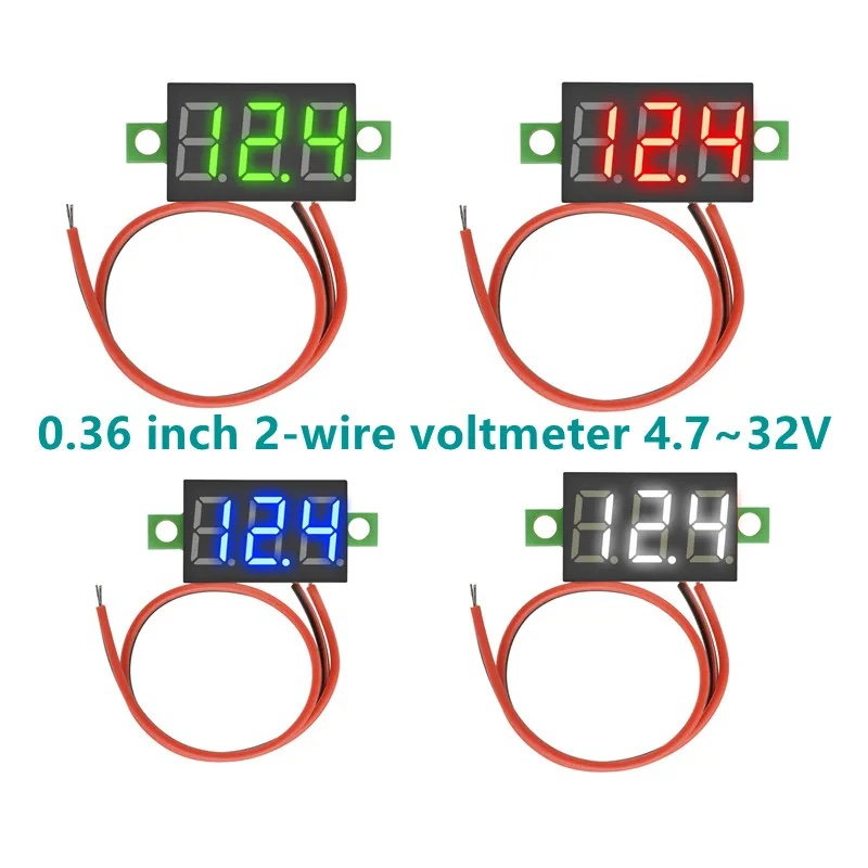 Miniaturní digitální voltmetr LED 4,7V-32V - zelená + dárek Stylus pro kapacitní displeje zdarma