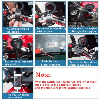 Voděodolná USB zásuvka s vypínačem na motorku