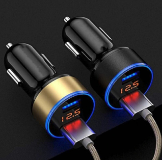 Duální USB nabíječka s voltmetrem do auta