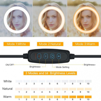 LED kruhové světlo Selfie TikTok s držákem průměr 26cm