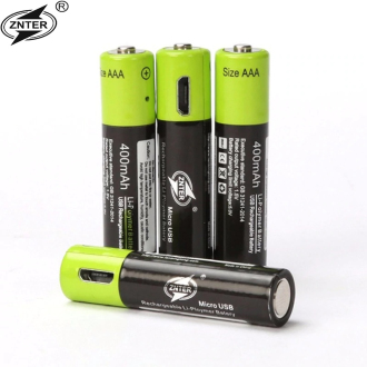 4ks ZNTER nabíjecí baterie AAA 400mAh USB 1.5V