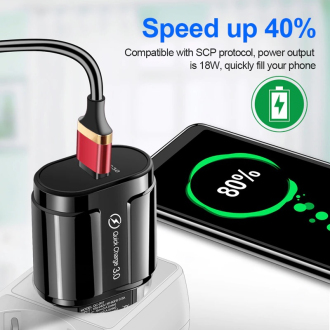 USB nabíječka s rychlo-nabíjením QC 3.0A 18W