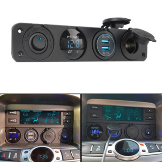 Voltmetr duální USB CL auto-zásuvka a vypínač do panelu