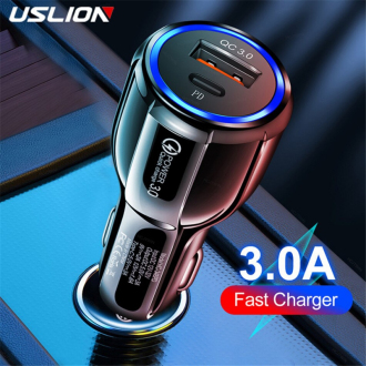 Auto-nabíječka rychlo-nabíječka USB QC3.0 + USB-C PD