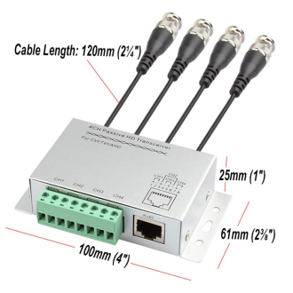 4-kanálový pasivní Video Balun HD-CVI/TVI/AHD