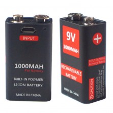 dobíjecí baterie 9V 1000 mAh USB