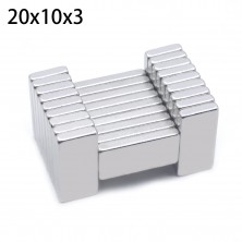 10 kusů Neodymový magnet 20 x 10 x 3 mm
