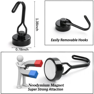 Neodymový magnetický otočný háček stříbrný