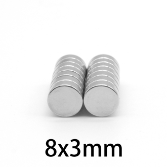 10 kusů Neodymový magnet 8 x 3 mm