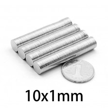 10 kusů Neodymový magnet 10 x 1 mm