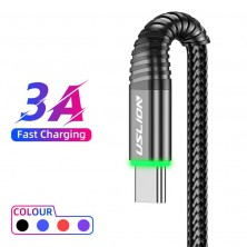 Kabel oplétaný nylon USB-C s LED