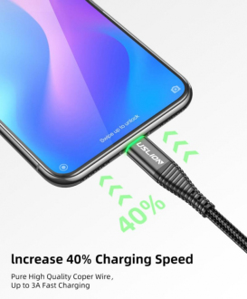 Kabel oplétaný nylon USB-C s LED