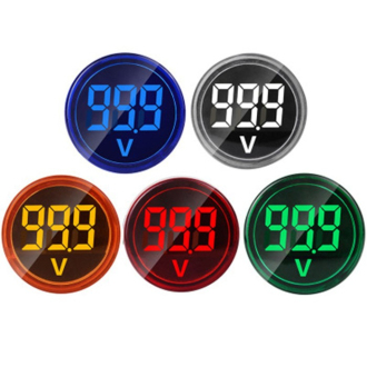 Panelový LED voltmetr 6-100V DC AD16-22DSV kulatý