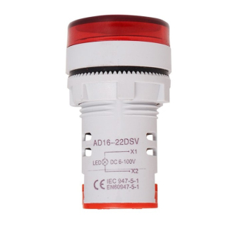 Panelový LED voltmetr 6-100V DC AD16-22DSV kulatý