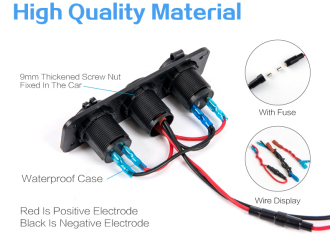 2X USB nabíječka, CL auto-zásuvka a vypínač do panelu