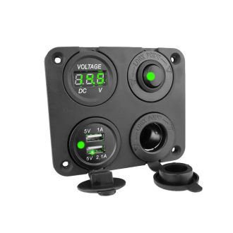 Vypínač, voltmetr 2x USB CL auto-zásuvka do panelu