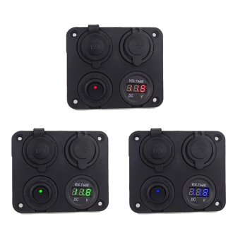 Vypínač, voltmetr 2x USB CL auto-zásuvka do panelu