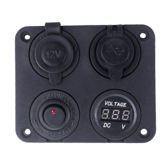 Vypínač, voltmetr 2x USB CL auto-zásuvka do panelu