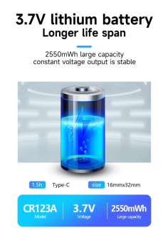 Dobíjecí baterie Li-ion CR123A 4 kusy USB-C + nabíjecí kabel