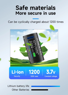 Dobíjecí baterie Li-ion CR123A 4 kusy USB-C + nabíjecí kabel
