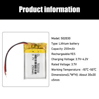 Dobíjecí baterie 3.7V 250mAh - 500mAh Lithium Polymer LiPo