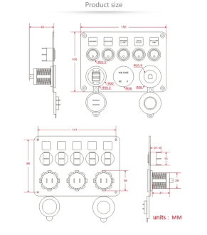 Ovládací panel pro karavany a obytné dodávky 12V-24V