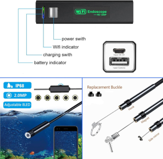 Endoskopická kamera WiFi HD 8x LED 5m hard YPC-110