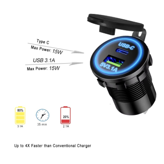 Duální nabíječka do auta USB A+C 3,1 A