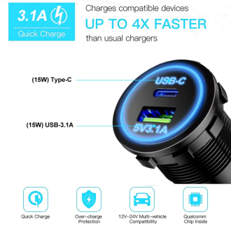 Duální nabíječka do auta USB A+C 3,1 A