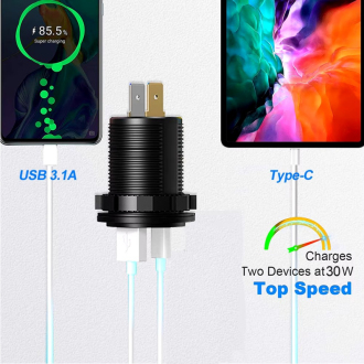 Duální nabíječka do auta USB A+C 3,1 A