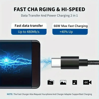 Rychlo-nabíjecí a datový kabel USB-C 60W nylon